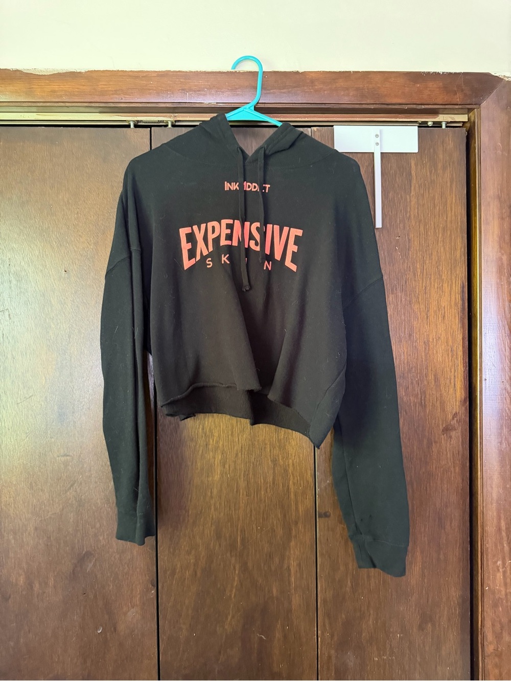 Ink Addict 'Expensive Skin' Cropped Black Hoodie